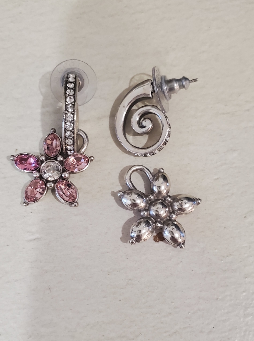 💥SALE💥Brighton Pink Swarovski Crystal Flower Drop Earrings - Picture 4 of 6